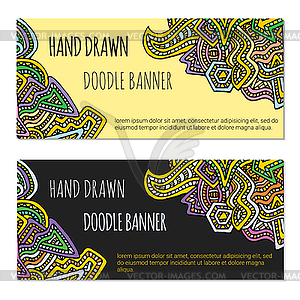 Colored doodle banner templates - vector image