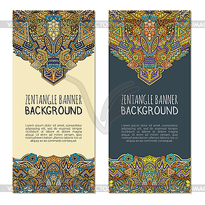 Colored zentangle banner templates - vector clipart