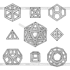 Polyhedrons collection - vector image