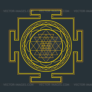 Monocrome outline Sri yantra - color vector clipart