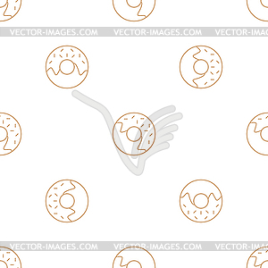 Donuts outline seamless pattern - vector clip art