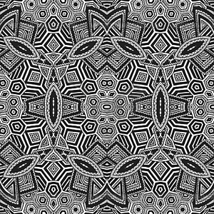 Monochrome seamless zentangle pattern - white & black vector clipart