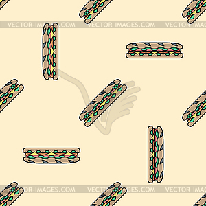 Sub sandwich colored seamless pattern - vector clip art