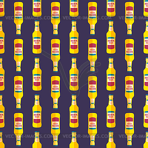 Pop art beer bottle seamless pattern - vector image