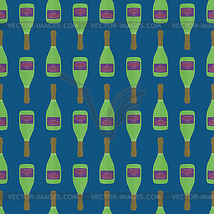 Pop art champagne bottle seamless pattern - vector clipart