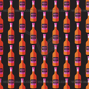 Pop art whiskey bottle seamless pattern - vector image