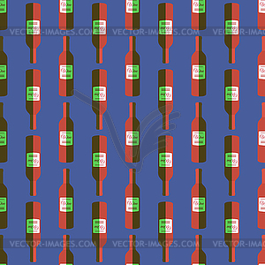 Pop art red wine bottle seamless pattern - vector clip art