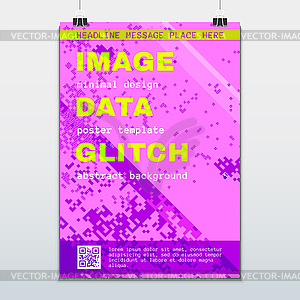 Colored glitch design background poster template - stock vector clipart