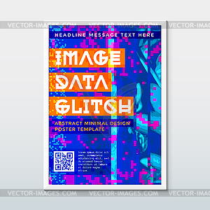 Colored glitch design background poster template - vector image