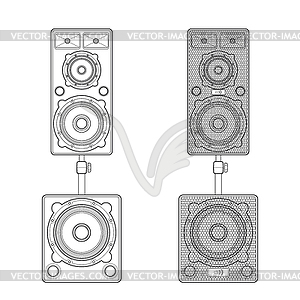 Контурные динамики стоят сабвуфера пару - рисунок в векторе
