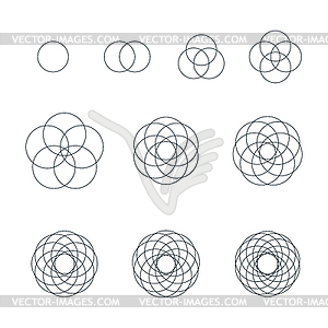 Round contour various sacred geometry set - vector image