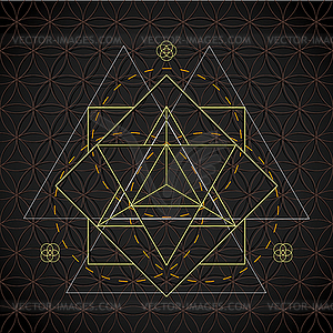 Merkaba outline flower of life sacred geometry - vector clip art