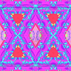 Colorful glitch kaleidoscopic seamless pattern - vector clipart