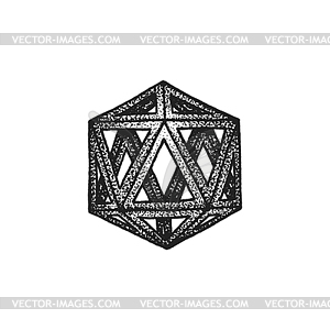 Dotted style polyhedron - vector image