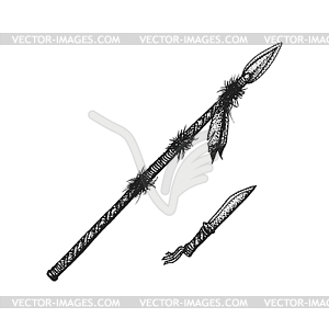 Indian spear knife vintage - vector clip art