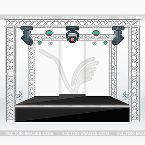 Color flat stage scenes back lights truss - vector clipart