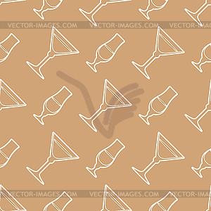 Outline cocktail liquor glasses seamless pattern - vector image