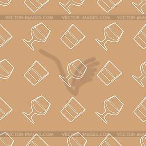 Outline whiskey cognac glasses seamless pattern - vector clip art