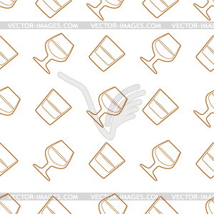 Outline whiskey cognac glasses seamless pattern - vector clip art