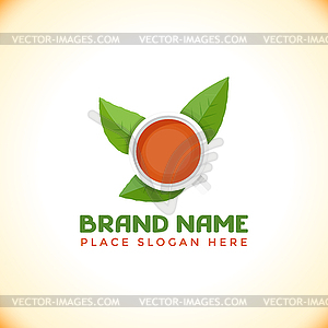 Color flat tea logo template - vector clipart / vector image