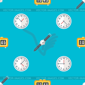 Clock watches seamless pattern - vector clipart