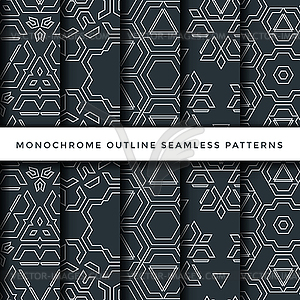 Outline abstract seamless pattern set - vector image