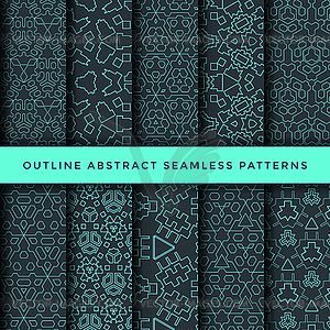 Outline abstract seamless pattern set - vector image