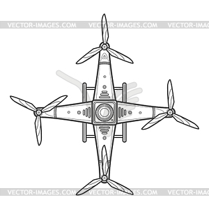 Outline quadcopter drone - vector clip art