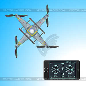 Drone remote application - color vector clipart