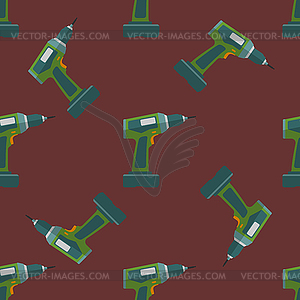 Electric screwdriver seamless pattern - vector clip art