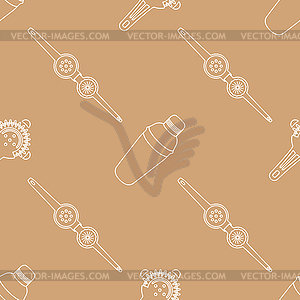 Barman equipment contour seamless pattern - vector image