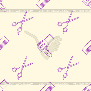 Deco hairdresser tools seamless pattern - vector clipart