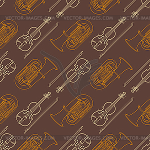 Classical music instruments seamless pattern - vector clip art