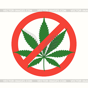 Cannabis marijuana flat prohibited icon - vector clipart