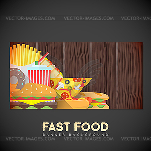 Fast food banner backdrop template - vector clipart