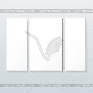 Vertical white triptych posters mockup - vector image