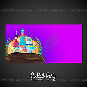 Alcohol cocktails banner backdrop template - vector image