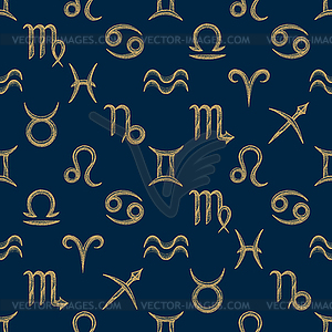 Zodiac signs seamless pattern - vector image