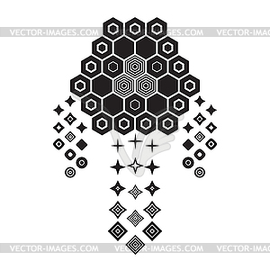 Abstract geometric monochrome dream catcher - vector clipart