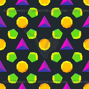 Colored polyhedrons seamless pattern - vector clipart