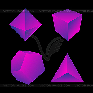 Glossy platonic solids set - vector image