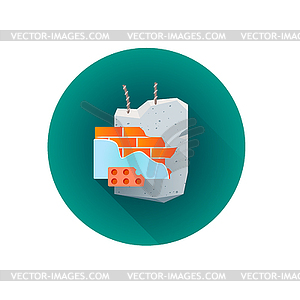 Building rubble waste icon - vector clipart