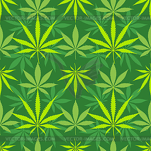 Cannabis marijuana leaves seamless pattern - vector clip art