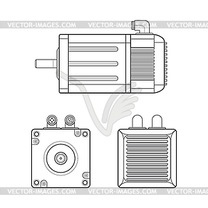 Electric motor outline - stock vector clipart