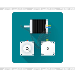 Electric motor flat - vector image