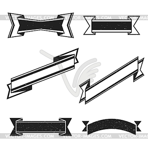 Monochrome retro ribbons set - vector image