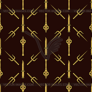 Cold steel arms pattern - color vector clipart