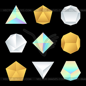 Glossy platonic solids set - vector clipart