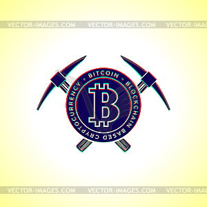 Bitcoin currency mining logo sign - vector image