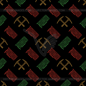 Crypto currency mining seamless pattern - vector image